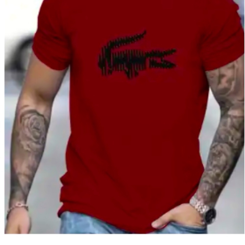 Mens novelty skeleton crocodile alligator T shirt Size XL Burgundy Black